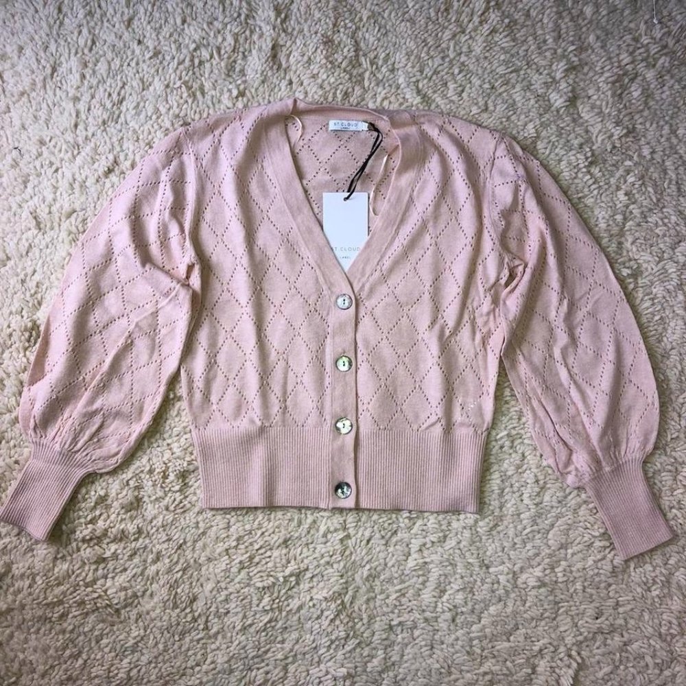 St. Cloud pointelle cardigan sweater